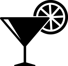 Cocktail Glass With Lemon Slice Svg Line Art, Free Vectors File